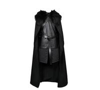 LIOEUE Disfraz De Cosplay Jon Snow De La Guardia De La Noche | Conjunto Medieval Completo Con Capa Larga De PU Negro (Kleidung,M)