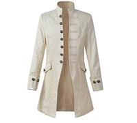 LIOEUE Disfraz Steampunk Medieval Para Hombre | Chaquetón Gótico Victoriano | Abrigo Para Halloween Y Eventos De Cosplay (Blanco,S)