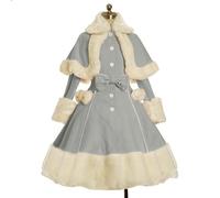 LIOEUE Vestido Princesa Gótica 3 Piezas | Estilo Medieval Lolita Dulce Vintage | Con Capa De Felpa Gruesa (Grado,5XL)