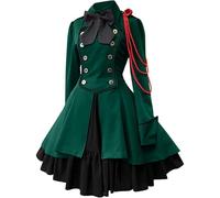 LIOEUE Vestido Steampunk Lolita - Estilo Gótico Victoriano Medieval Con Lazo, Disfraz Para Halloween Y Carnaval (Verde,S)