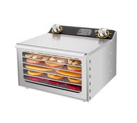Liofilizadora 400W con 6 Capas, Deshidratador de Alimentos 35-90°C Ajustable, Temporizador 0-12H y Flujo de Aire de 360°, para Frutas, Verduras, Carnes y Mariscos 6layers