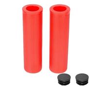 Lioggyet Cubierta Universal para Manillar de Bicicleta de 22 mm de DiáMetro Interior, Orificio Pasante con TapóN, Cubierta de Silicona para Manillar, Roja