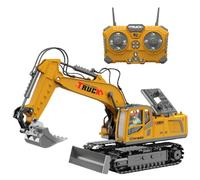 LioMaxi 1:16 Escala 17 Canales Excavadora teledirigida para Niños, Excavadoras Radiocontroladas,Excavadora hidráulica para niños con luces,demo de un toque, Sand Digger Regalos