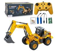 LioMaxi 9 Canal 1:16 cuatro ruedas excavadora teledirigida juguete,con luces y sonido, pala de metal, 2.4G mando a distancia inalámbrico,Tractor Digger Juguetes para niños,para regalos para niños