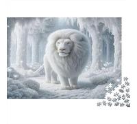 Lion 1000 Piece for Adults Women White Lion in Snowy Forest Fun and Challenging Family Game Gift 52x38cm 1000pcs