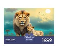 Lion and Cub Walking Piezas De Encaje Duraderas Hobby para Tiempo Libre, Noches, Fines De Semana Y Periodos De Vacaciones 52x38cm/1000pcs
