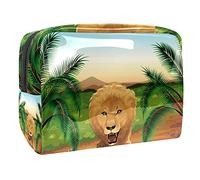 Lion at The Tropical Jungle - Bolsa de maquillaje portátil para bolso, organizador de viaje para artículos de tocador, bolsa de belleza para mujer, Multicolor 01, 18.5x7.5x13cm/7.3x3x5.1in, Estuche de