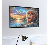 Lion au Coucher du Soleil Puzzle 1000 Piezas Educativo 3D Ménagerie fantaisiste rayonnante Juego De Rompecabezas para Familia Entretenimiento Creativo Construir Maquetas 1000 PCS