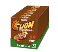 LION Barritas de Cereales Nestlé con crema de caramelo y chocolate, 8 estuches de 4 barritas de 25g