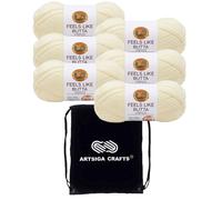 Lion Brand Feels Like Butta Lemon 215-158 (6 madejas - Mismo lote de tinte) Hilo de poliιster de estambre mediano #4 para crochet y tejer con bol