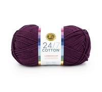 Lion Brand - Hilo de algodón 24/7, hilo ligero para tejer, ganchillo y manualidades, 1 paquete, berenjena