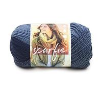 Lion Brand 826-204 Yarn, Hilo Scarfie, Mezclilla/Azul Marino, Materiales sintéticos, 23.59x12.79x13.43 cm, 150