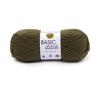 Lion Brand Yarn Company Hilo antibolitas Basic Stitch 202-132, color oliva, una madeja