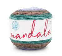 Lion Brand Yarn Mandala - Hilo multicolor jaspeado para ganchillo y punto, hilo para manualidades, tonos de verde, marrón y morado (Bowser), paquete de 1 unidad
