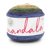 Lion Brand Yarn Mandala - Hilo multicolor jaspeado para ganchillo y punto, hilo para manualidades, tonos azules, verdes y naranjas (Loch Ness), paquete de 1 unidad