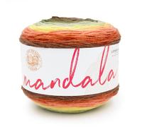 Lion Brand Yarn Mandala - Hilo multicolor jaspeado para ganchillo y punto, hilo para manualidades, tonos marrón, naranja, amarillo, verde y beige (Sandman), paquete de 1 unidad