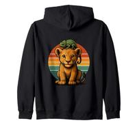 Lion Cub Camaleón Retro Animal Amigos Safari Vida Silvestre Sudadera con Capucha