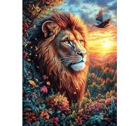 Lion Dans le Coucher de Soleil enflammé Rompecabezas 1000 Piezas Cartón Resistente para Mayores Mitos Animal Planta Mejora Atención Entrenamiento Memoria Diversión Grupal Detalle De Regalo 1000 PCS