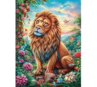 Lion Dans le Jardin Fleuri Rompecabezas 1000 Piezas Cartón para Parejas Mitos fantásticos Actividad Tiempo Libre Terapia Relajación Decoración Salón Regalo Sorpresa 1000 PCS