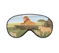 Lion Family in Savannah Cubs - Antifaz para dormir con correa ajustable, cómodo y suave, ayuda para dormir, antifaz que bloquea la luz