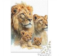 Lion Family Portrait Rompecabezas Imposible,desafío for Adults Entretenimiento Creativo 1000 Piezas Obra De Arte De Juego De para Adultos Y Niños 38x26cm/1000pcs