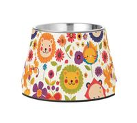 Lion Flowers Simple Spring - Cuencos de comida para mascotas con soporte, de acero inoxidable, para perros pequeños, alivio de bigotes