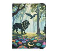 Lion in Enchanted Safari - Cartera de viaje de piel para pasaporte, impermeable, para dinero y tarjetas, para documentos de viaje para mujer