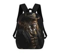 Lion in Suit And Hat Mochila Escolar Infantil Impresa En 3D 17inch Mochilas De Moda Para Niños De Primaria Y Secundaria