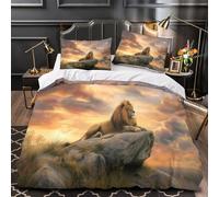 Lion Lying on The Rock Juego De Cama, Funda De Edredón De Microfibra con Impresión 3D,con Funda De Almohada para Niños Y Adultos Super King（260x220cm）