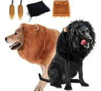Lion Mane For Dog,Dog Lion Mane Costume,Dog Lion Mane with Tail and Ear,Black Lion Mane For Dog (2-A,M:50-60cm)
