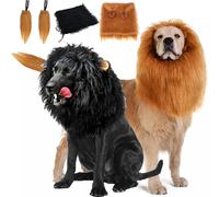 Lion Mane For Dog,Dog Lion Mane Costume,Dog Lion Mane with Tail and Ear,Black Lion Mane For Dog (2-B,S:40-50cm)