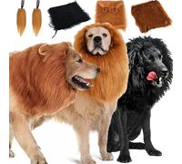 Lion Mane For Dog,Dog Lion Mane Costume,Dog Lion Mane with Tail and Ear,Black Lion Mane For Dog (3SET,M:50-60cm)