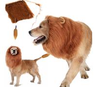 Lion Mane For Dog,Dog Lion Mane Costume,Dog Lion Mane with Tail and Ear,Black Lion Mane For Dog (Reddish Brown,L:60-80cm)