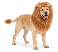 Lion Mane for Dog, Faux Fur Costume with Ears and Tail (Light Brown,Small) | Give your dog a lion look for Halloween, parties and photos with a long-haired mane and matching tail accessory