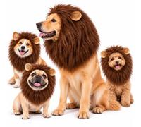 Lion Mane for Dog with Ears, Faux Fur Wig for Pet Photos (Coffe,M) | Fluffy Animal Headpiece • Long-Hair Texture • Festive Party Accessory