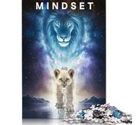 Lion Mindset Power Within 500 piezas rompecabezas de madera para adolescentes divertidos rompecabezas 500 piezas (52 x 38 cm)