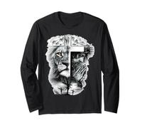 Lion of Judah and Jesus Prayer Christian T-Shirt Manga Larga