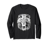 Lion of Judah and Jesus Prayer Christian T-Shirt Manga Larga