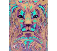 Lion Of Judah, Ethereal' 200 Unlined, Star Detailed Page, 8x11, Hardcover Journal, Art Pad, Sketchbook, Drawing Book: Created With Hand-Drawn Art By: Artist Mary Elisabeth Linder @ MaryEMade
