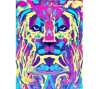Lion Of Judah, Ethereal Mane Of Many Colors, Yellow, Christian, 200 Unlined, Star Detailed Page, 8x11, Hardcover Journal, Art Pad, Sketchbook, Drawing ... By: Artist Mary Elisabeth Linder @ MaryEMade