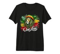 Lion of Judah One Reggae Love Heart Jamaica Rock Roots Camiseta Premium