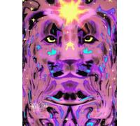 Lion Of Judah, Pink Ethereal' 200 Unlined, Star Detailed Page, 8x11, Hardcover Journal, Art Pad, Sketchbook, Drawing Book: Created With Hand-Drawn Art By: Artist Mary Elisabeth Linder @ MaryEMade
