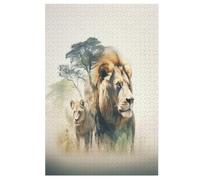 Lion - Puzzle de madera para adultos 1000 P - Challenge Puzzles - Adultos y niños a partir de 12 años (78 × 53 cm)