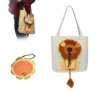 Lion Shaped Dog Bag,Cat Carrier Bag with Head Hole,Cute Lion Shaped Carrying Package,for Small Dogs and Cats Pet Supplies (Light Grey,Large)