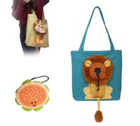 Lion Shaped Dog Bag,Cat Carrier Bag with Head Hole,Cute Lion Shaped Carrying Package,for Small Dogs and Cats Pet Supplies (Blue,Small)