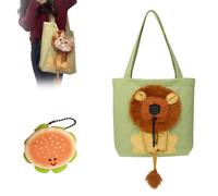 Lion Shaped Dog Bag,Cat Carrier Bag with Head Hole,Cute Lion Shaped Carrying Package,for Small Dogs and Cats Pet Supplies (Green,Small)