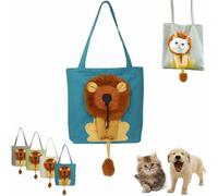 Lion Shaped Dog Bag, Cute Lion Shape Breathable Backpack, Cats and Dogs out of The Handbag Pet Bag, Pet Carrier (Blue,Small)