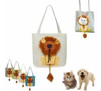 Lion Shaped Dog Bag, Cute Lion Shape Breathable Backpack, Cats and Dogs out of The Handbag Pet Bag, Pet Carrier (Light Gray,Large)