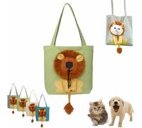 Lion Shaped Dog Bag, Cute Lion Shape Breathable Backpack, Cats and Dogs out of The Handbag Pet Bag, Pet Carrier (Green,Small)
