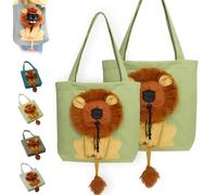 Lion Shaped Dog Bag, Lion Shaped Cat Bags, Pet Canvas Shoulder Bag. Suitable for Carrying Cats and Dogs Walks Travels (Light Green,S+L)